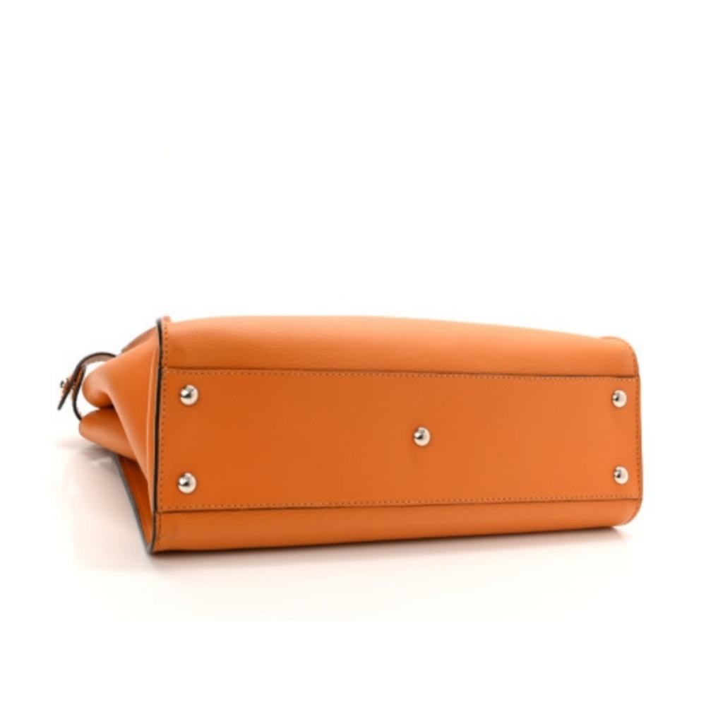 FENDI Peekaboo Iconic Satchel Vitello Seta Shiny Napa Plexiglass Granite Medium - Picture 9 of 10